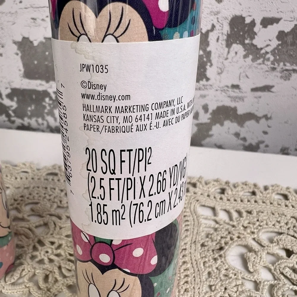 Disney Junior Hallmark Minnie Mouse Wrapping Paper Heavyweight 2 Rolls 40sqft